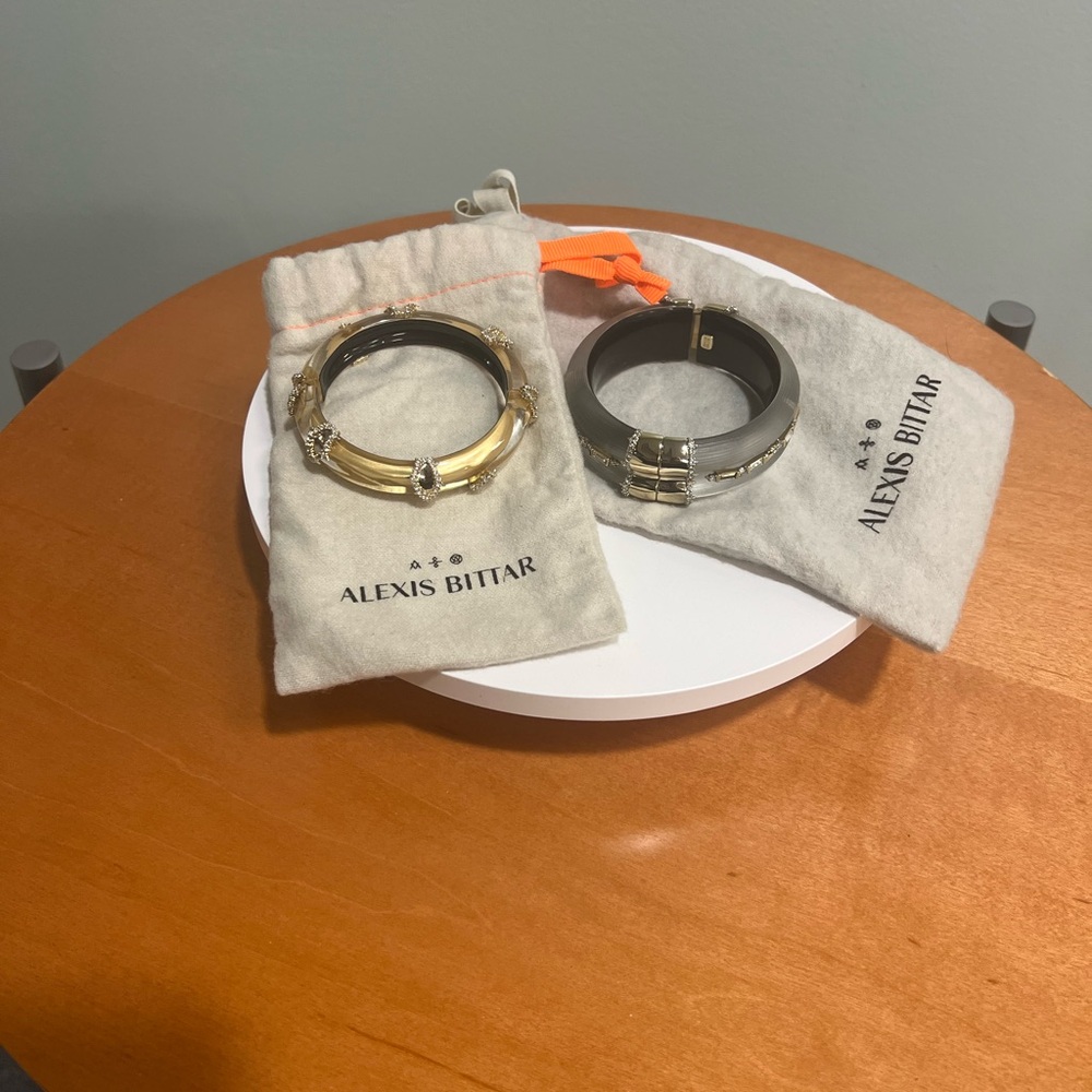 SUPER SALE SATURDAY!! Alexis Bittar Gold and Gunmetal Resin Bangle Duo!! NWOT!